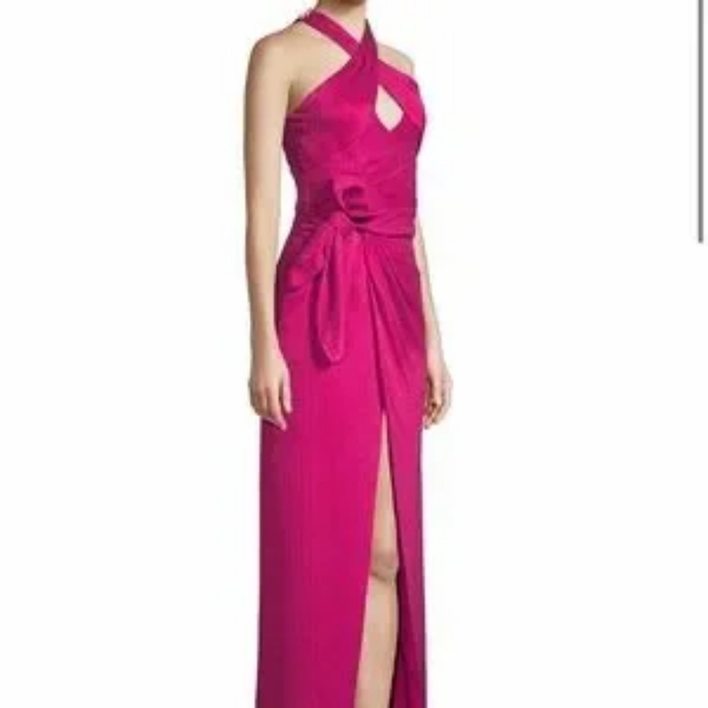 Flor Et.Al NWT Lennox Snakeprint Jacquard Halter Maxi Dress Cross Neck Pink 8